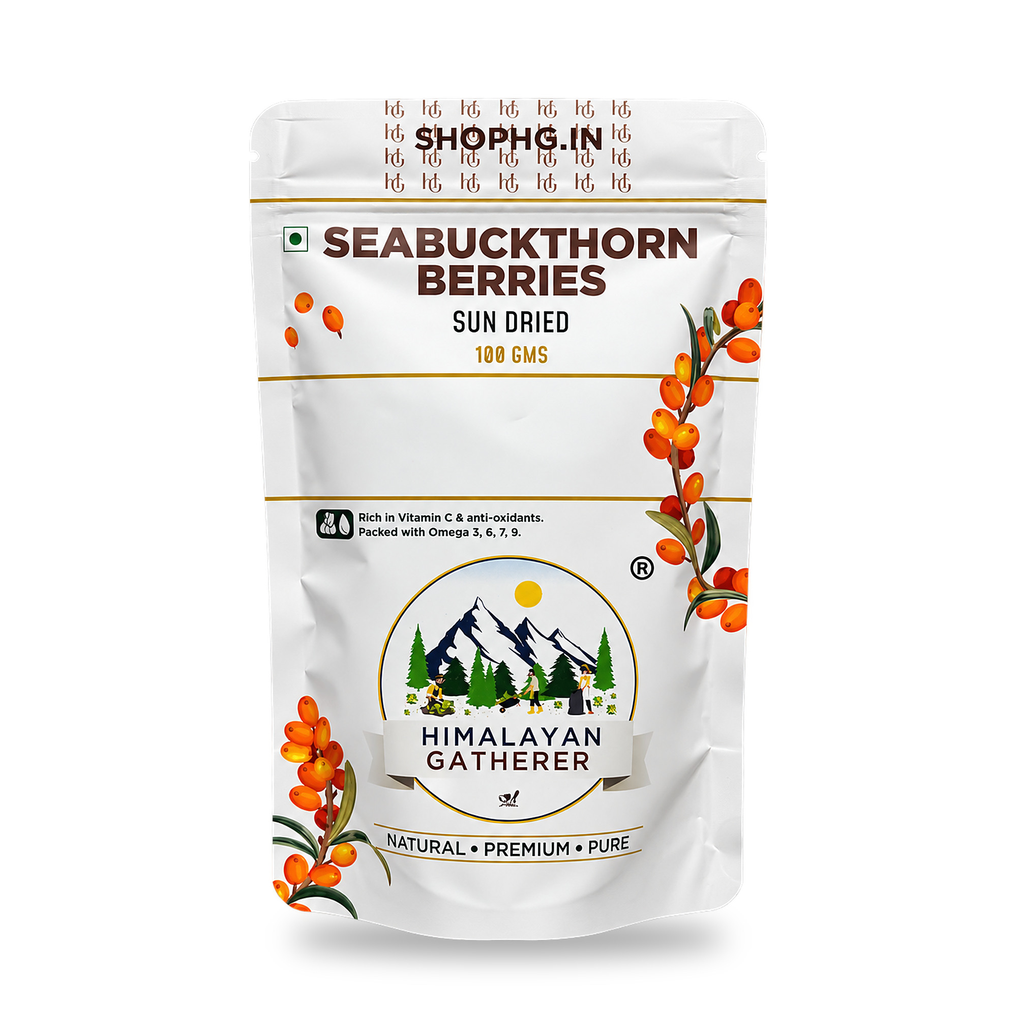 Sun-Dried Sea Buckthorn Berries (Leh Berry) –  Whole Dried Berries, Wild-Harvested Image